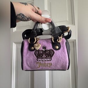 Juicy Couture MICRO Purple Black HANDBAG & Removable Crossbody rare NWOT